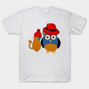 a cat and an owl lover T-Shirt